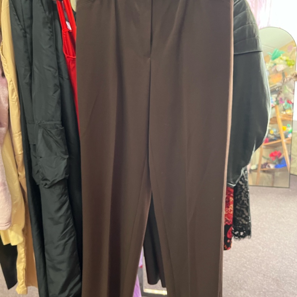 Rafaella Brown Straight-Leg High-Rise Trousers